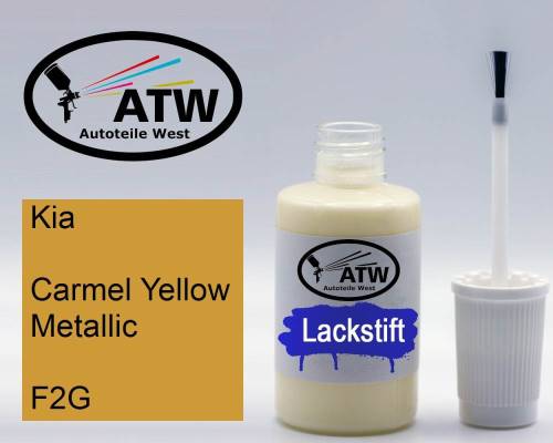 Kia, Carmel Yellow Metallic, F2G: 20ml Lackstift, von ATW Autoteile West.